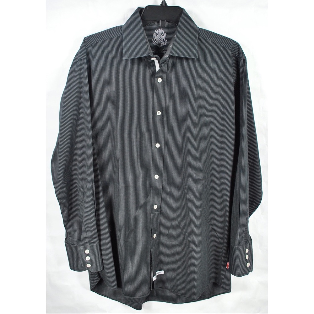 English Laundry Black White Pin Stripe Dress Shirt